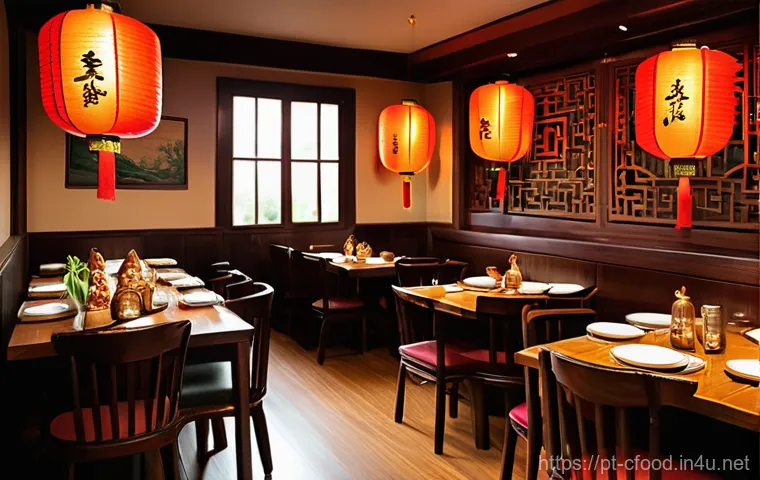 중국 요리 전문가 리뷰 - **Prompt:** "A vibrant and inviting interior shot of a bustling, authentic Chinese restaurant. Sever...