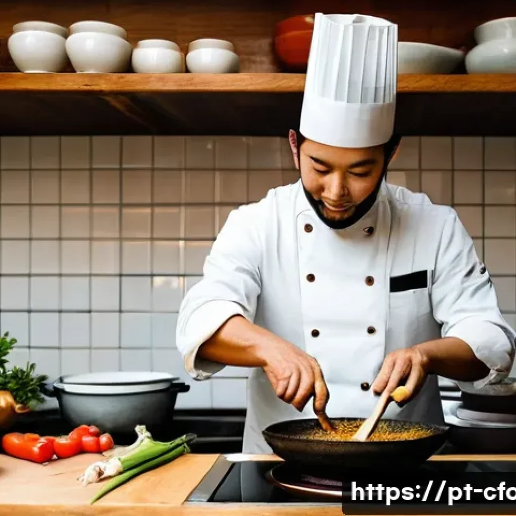 중식 조미료 제조사 - **Prompt:** A vibrant, close-up shot of a Portuguese culinary artist (chef, home cook) in a rustic y...