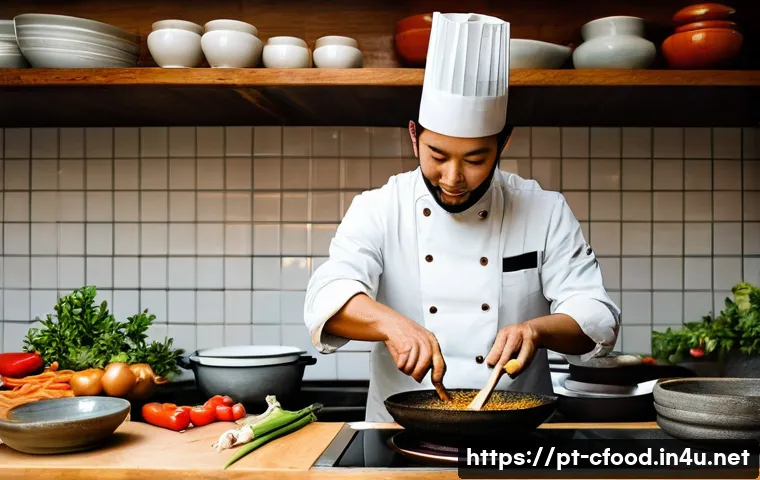 중식 조미료 제조사 - **Prompt:** A vibrant, close-up shot of a Portuguese culinary artist (chef, home cook) in a rustic y...