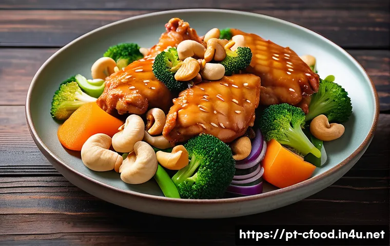 중식 냉동식품 후기 - A vibrant and appetizing close-up of a traditional Chinese frozen meal plate featuring colorful stir...